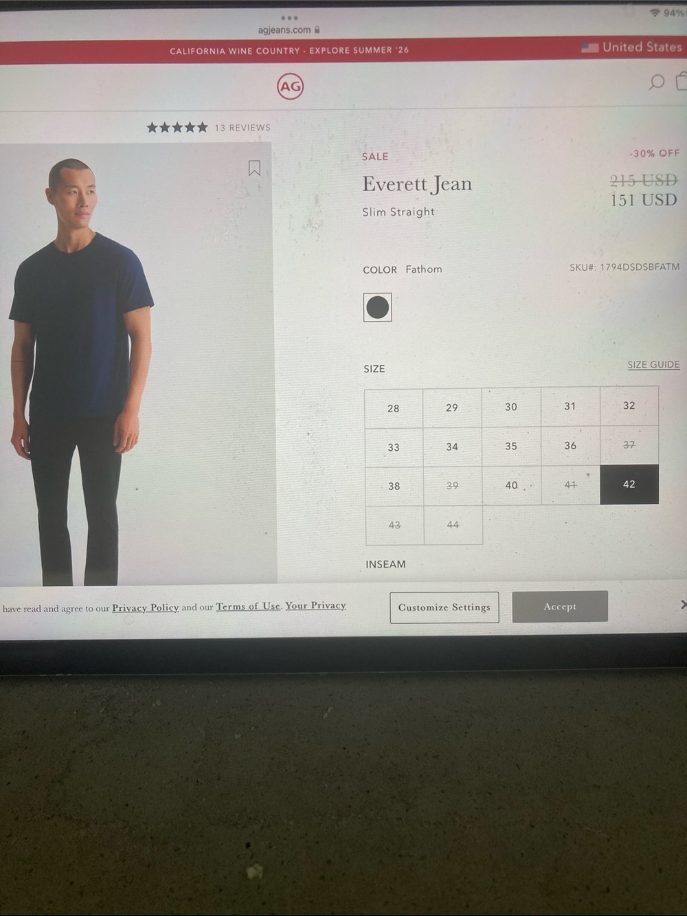 Ag Adriano Goldschmied Everett Slim Straight Jeans black Japanese denim $215
